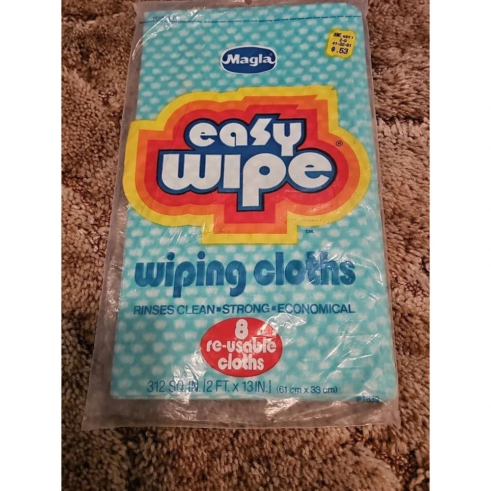 Vintage 80's Magla EASY WIPE Wiping Cloths Prop Nostalgia Dead Stock 8 Reusable
